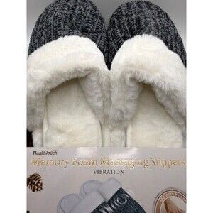 HealthTouch Memory Foam Massaging Slippers Vibration Cozy Plush One Size